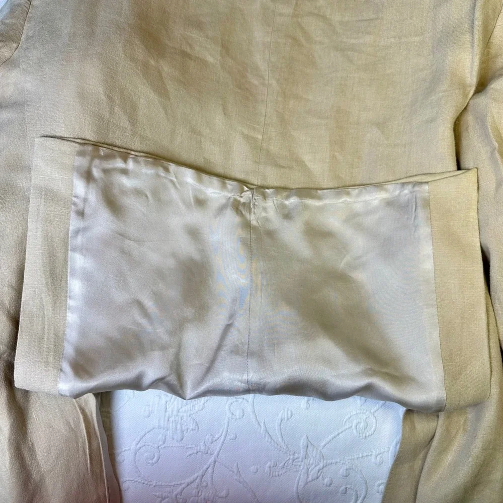 LAMBERTI‎ Mens Linen Blazer Jacket Beige Size 42R Italy Designed Limited Edition